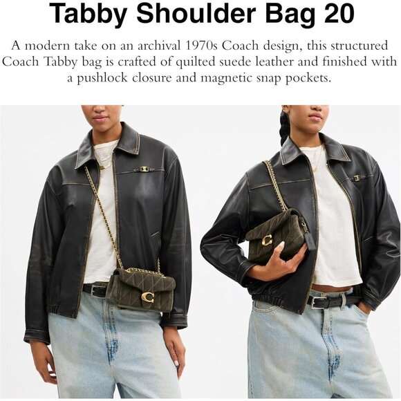 Coach Womens Olive Suede 100% Cow Leather Imported Push Lock Tabby Shoulder Bag - Picture 2 of 6